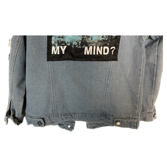 KAWAII NATION BTS K-POP Where Is My Mind Patch Distressed Jean Denim Jacket - Picture 11 of 12